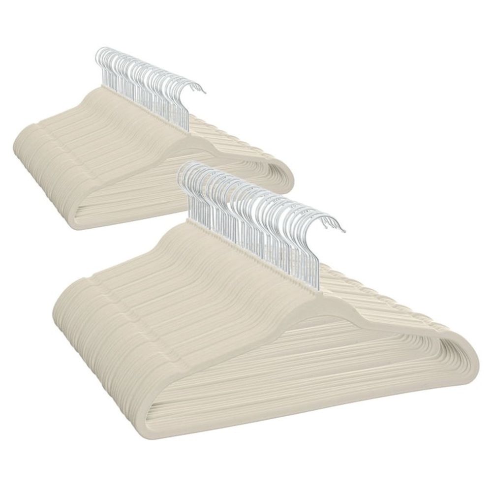 Better Homes & Gardens Non-Slip Velvet Adult Clothes Hangers, 100 Pack, Beige
